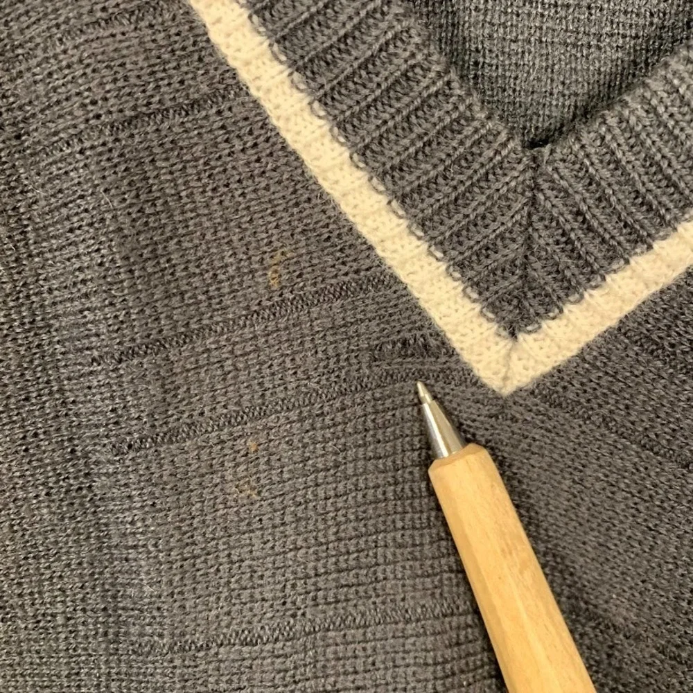 Vintage Gabicci Knit Striped Jumper‎ Sweater V-Neck Men's Large Wool Blend